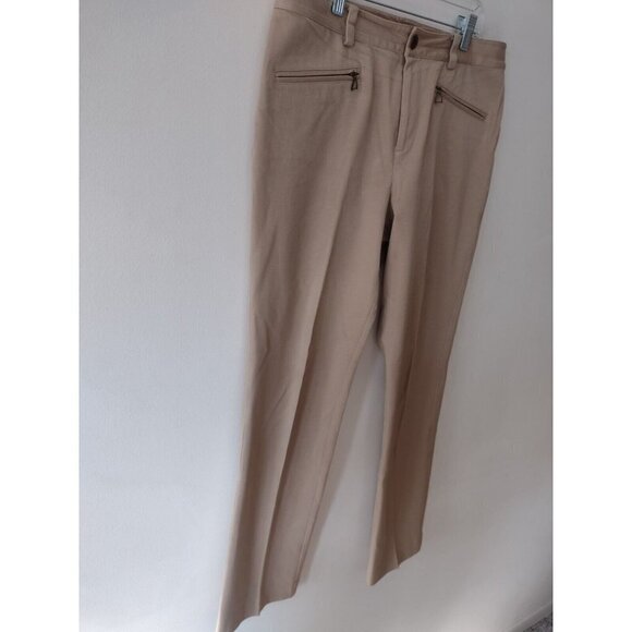 Lauren Ralph Lauren Dress Pants Womens Size 8 Tan Flat Front Zip Pockets Stretch - Picture 7 of 16